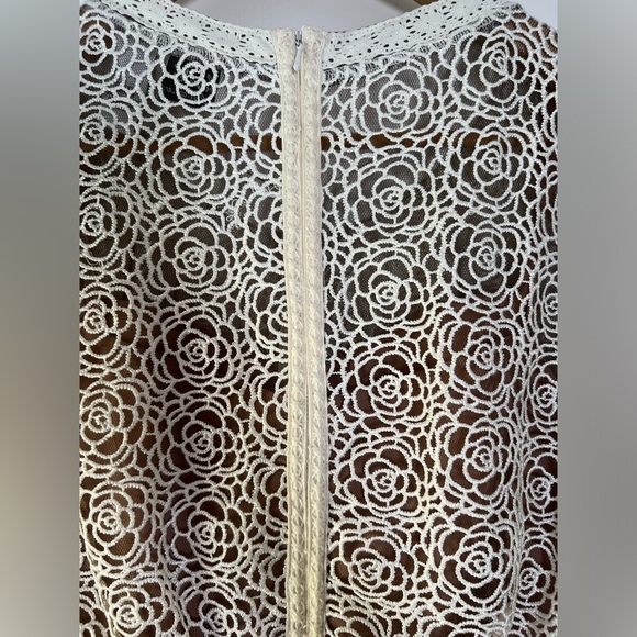 Beguile by Byron Lars Lace Study Sheath Dress Sz 6 Button Front Ivory Black Pink - Picture 11 of 13